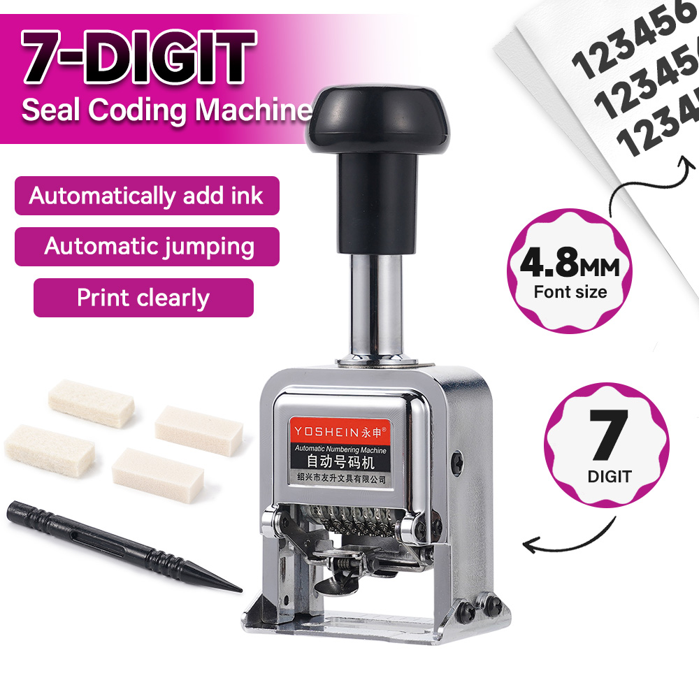 Rubber Date Stamp - Máquina de Numeração Automática de 7