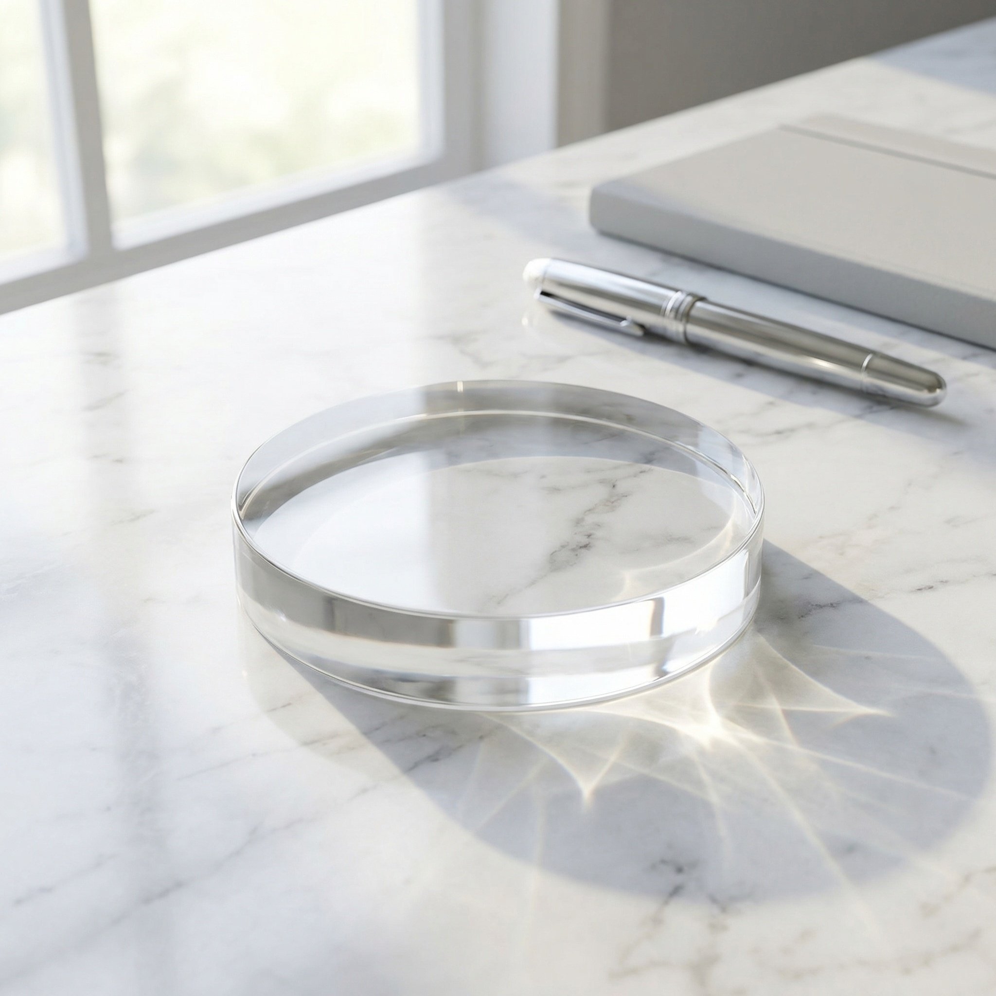 Book Weight Glass - Peso de Papel Redondo de Vidro