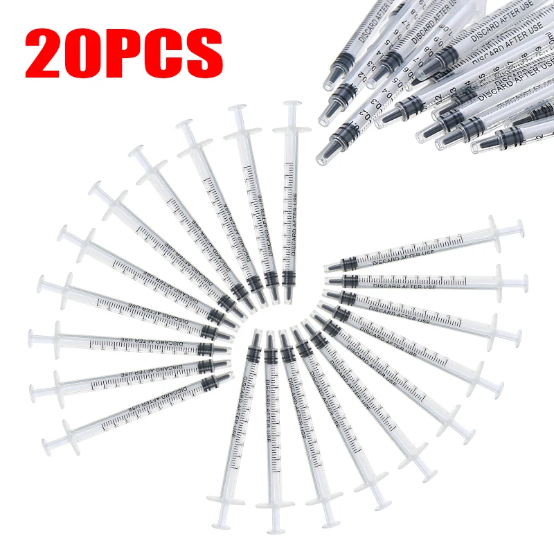 Gel Refill Pack - 20PCS Seringa Plástica Descartável de 1ml
