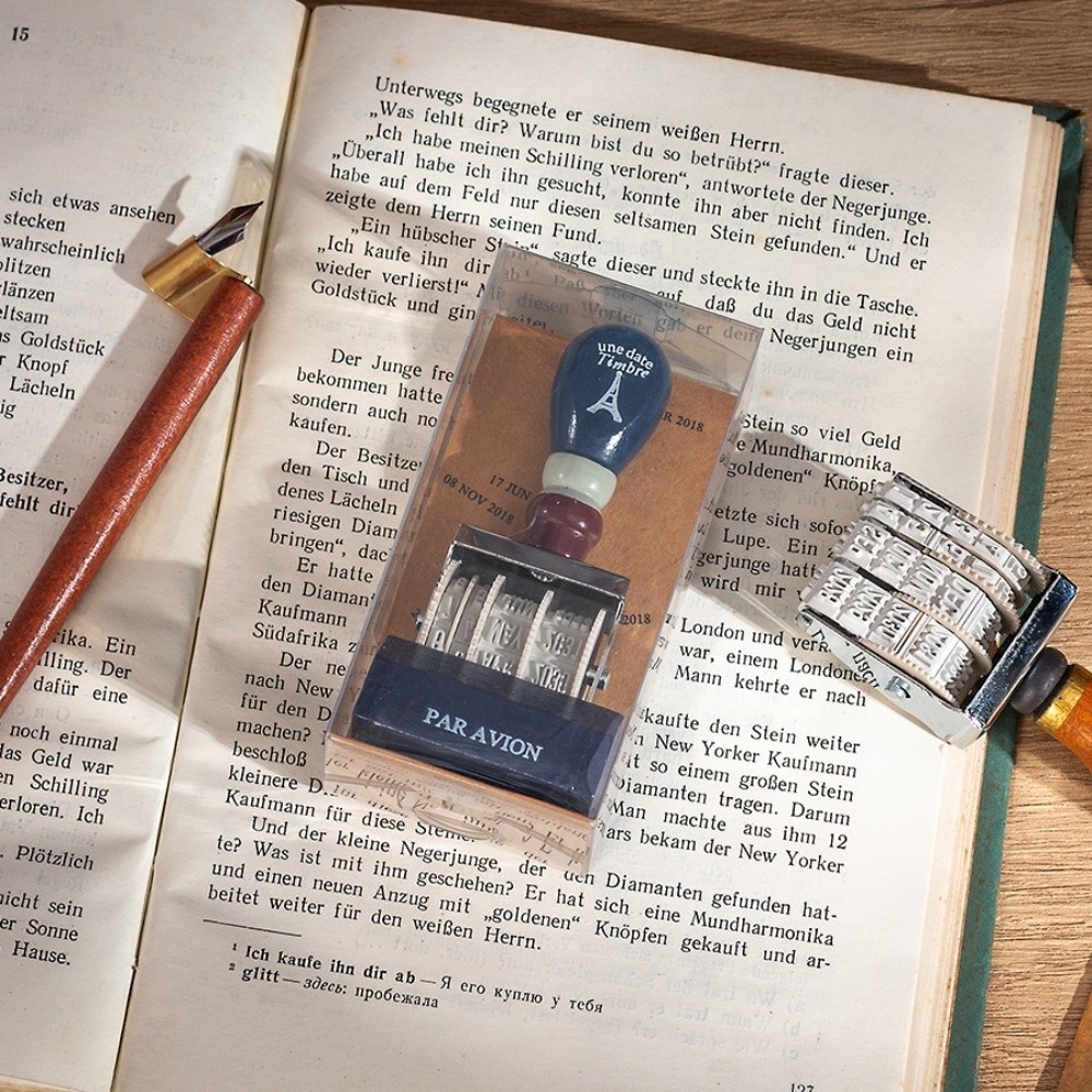 Retro rolo de madeira data sel - Rubber Date Stamp avaliação e preço