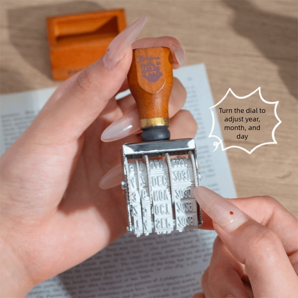 Retro rolo de madeira data sel - Rubber Date Stamp avaliação e preço