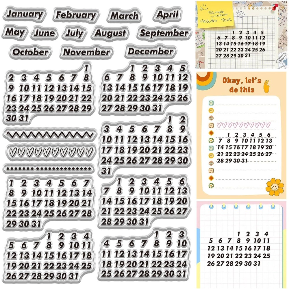 Calendário data selos claros m - Rubber Date Stamp avaliação e preço