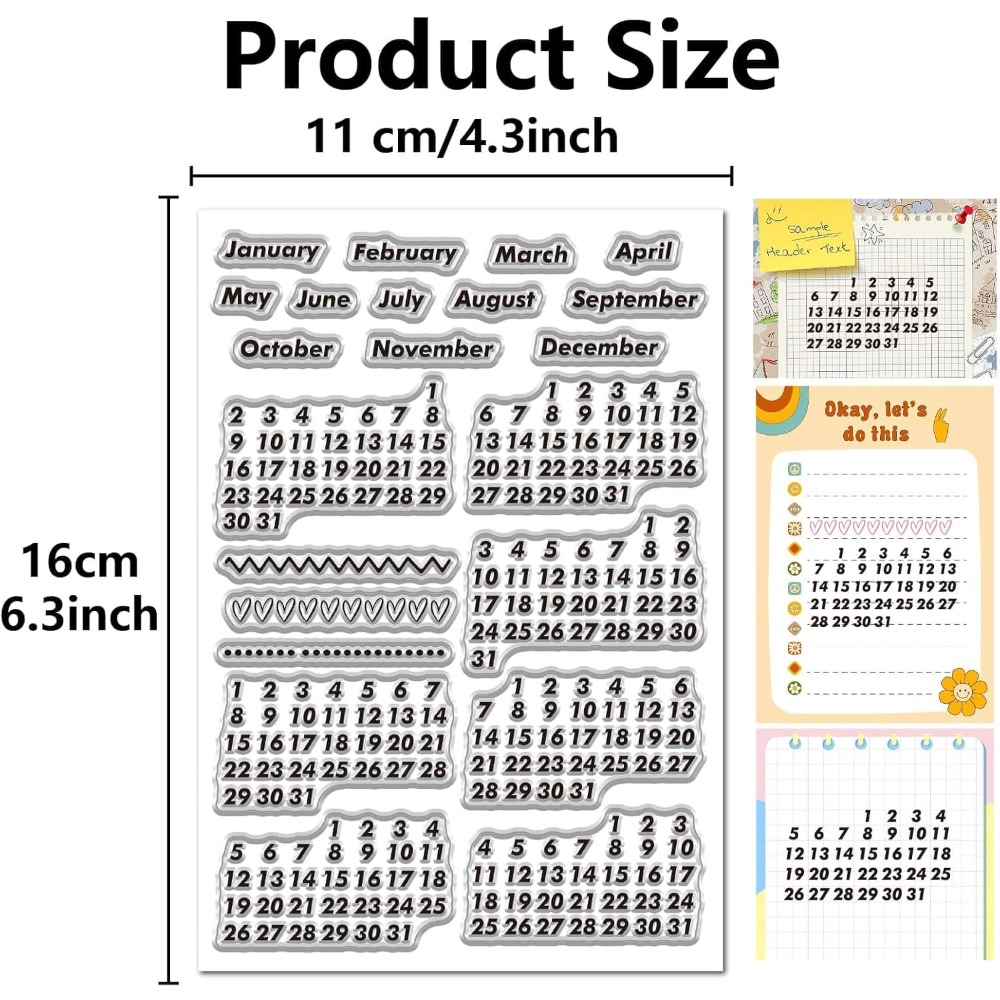 Calendário data selos claros m - Rubber Date Stamp avaliação e preço
